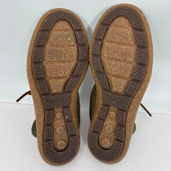 Born Nuala Booties 7 Green Nubuck Leather Ankle Lace Up Boots Shoes Earthy Lagom - Picture 10 of 10